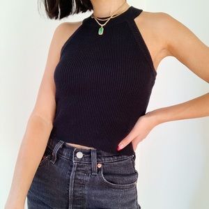 Cropped black halter top from F21